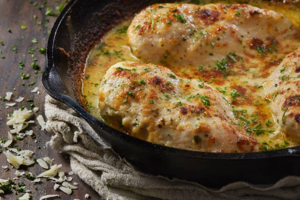 Creamy Baked Parmesan Chicken in a Cast Iron Skillet