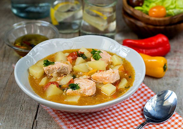 Marmitako Basque country tuna pot salmon stew with potatoes